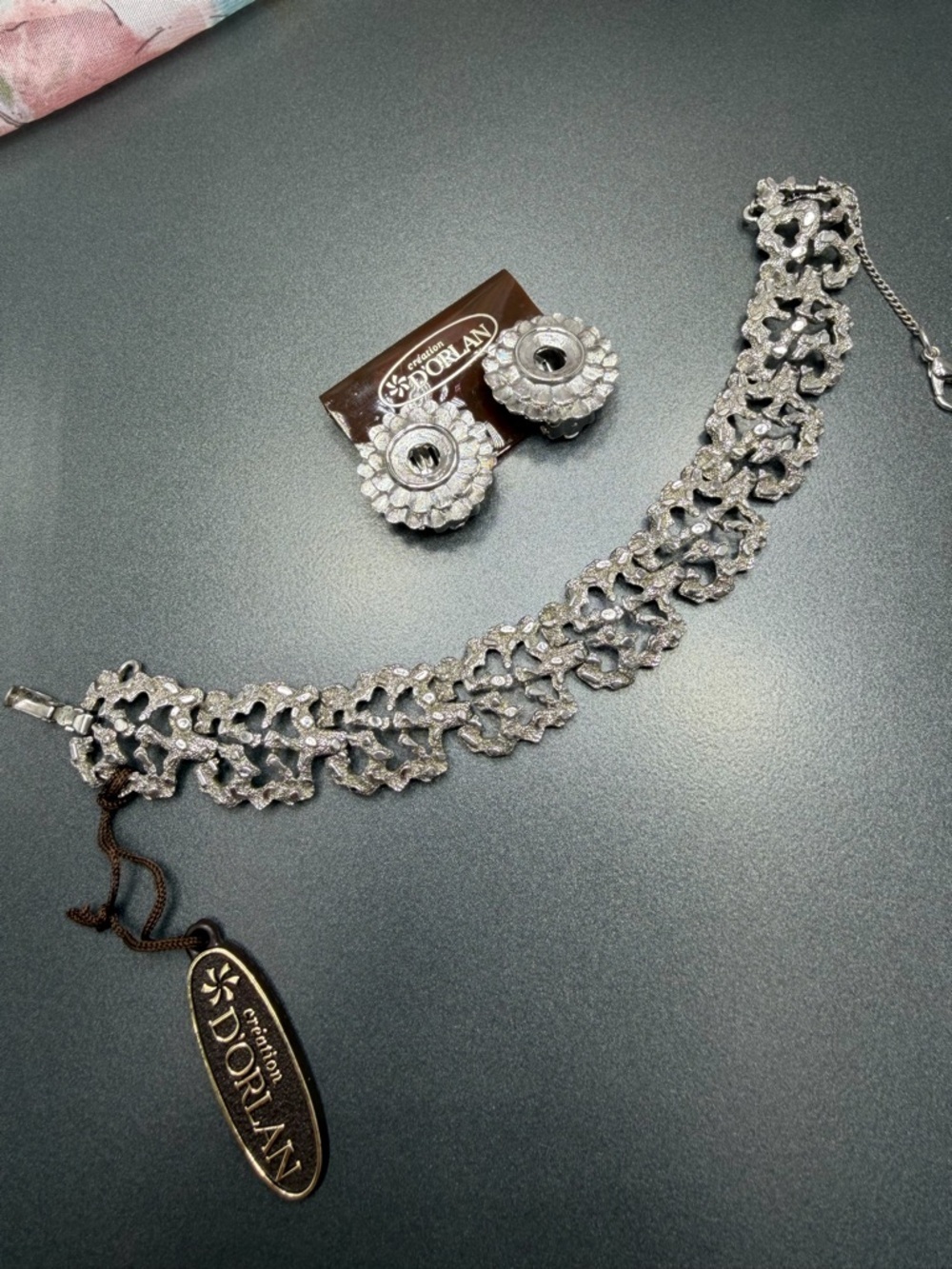 Vintage D’Orlan Silver Bracelet and clip earrings #27SET